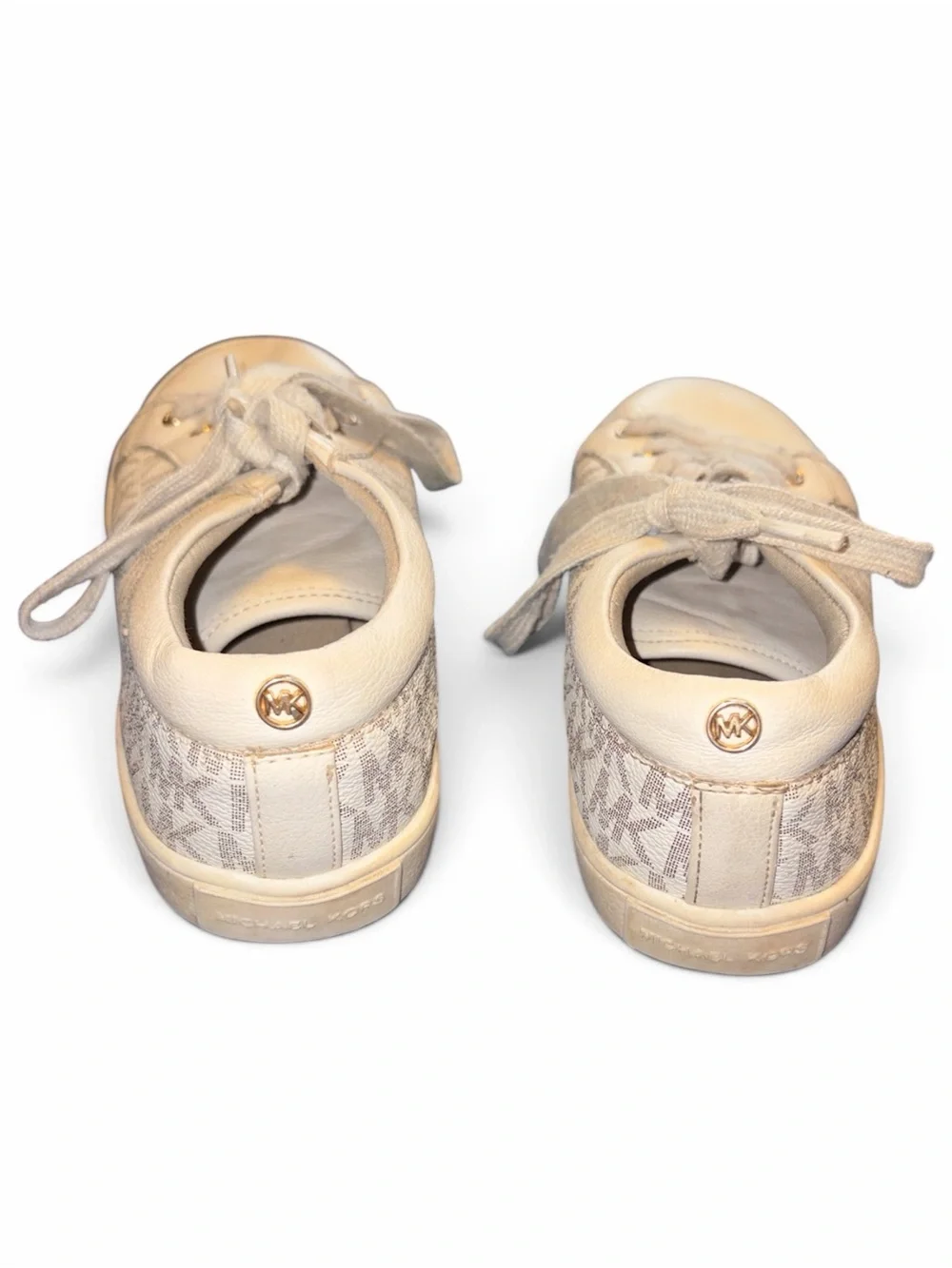 Michael Kors Kids Size 3 White Lace-Up Sneakers with MK Logo